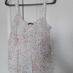 Smart Set White Tank Top with Pink and Gold Polka Dots